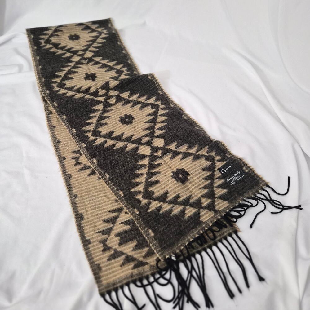 Cejon Made in Italy‎ Aztec Southwestern Fringe Scarf Whimsigoth Goblincore